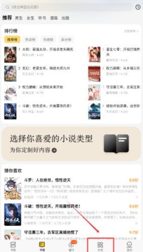 追读小说如何查看分类小说？