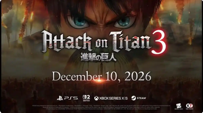 光荣进击的巨人3定档12月10日 重温艾伦故事壮阔终章
